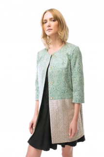 COLLARLESS DUSTER COAT - GREEN
