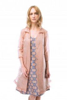 FLARED DUSTER COAT W/RUFFLE - FLESH