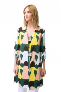 FLARED DUSTER COAT - GREEN