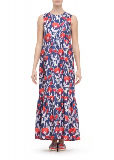 PRINTED SILK TWILL MAXI DRESS